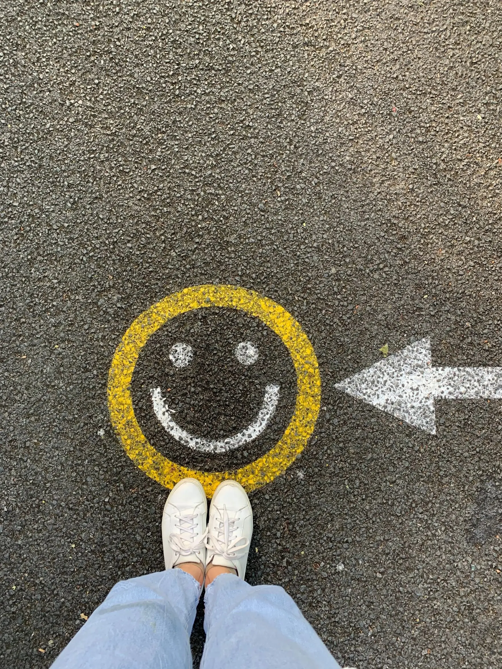 smiley face painted on floor